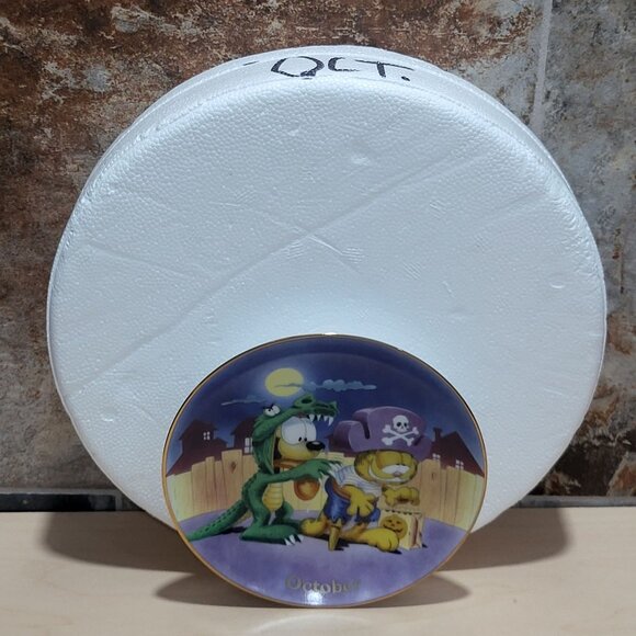 Garfield Calendar October Plate Jim Davis Plate No A 1444 Danbury Mint - Picture 3 of 14